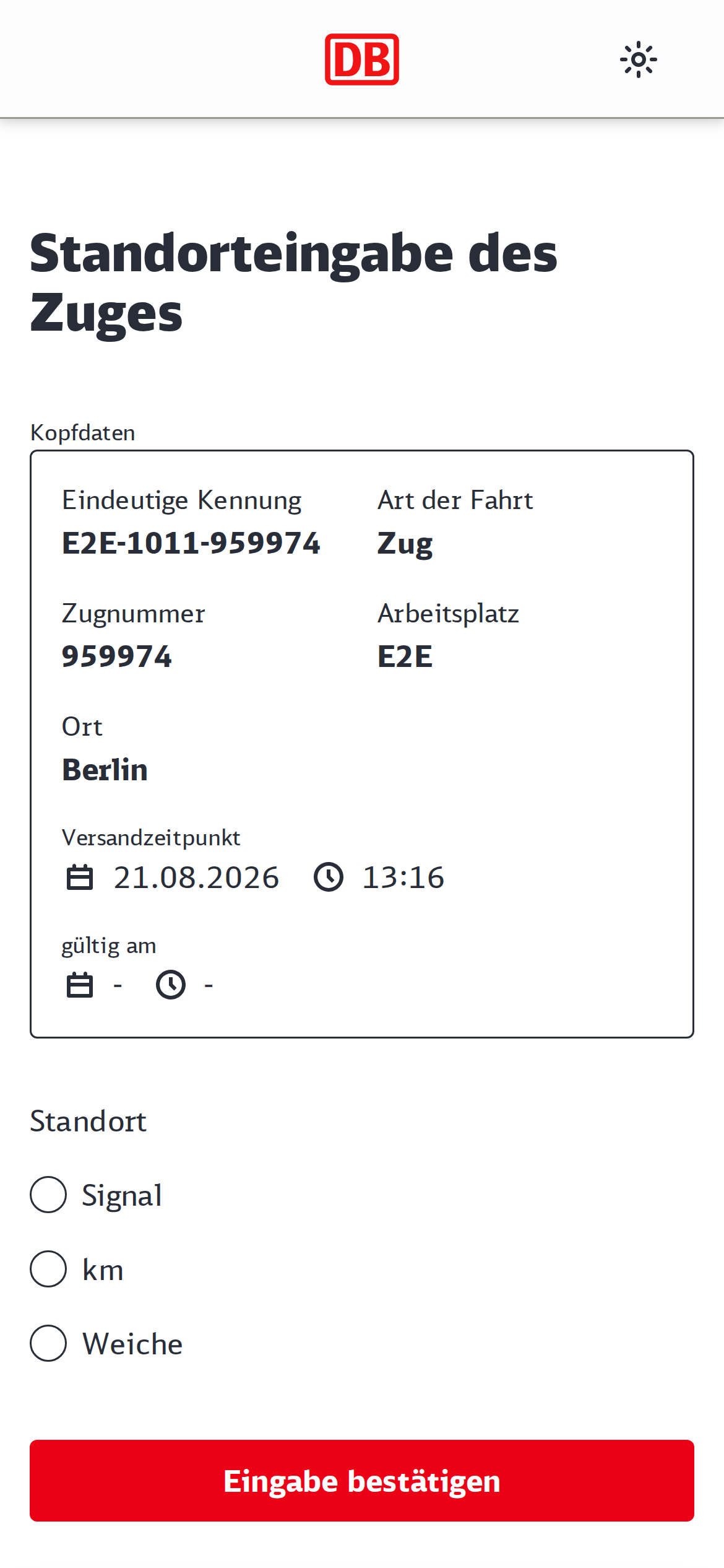 Schulungsumgebung für Triebfahrzeugführende: Befehlsnachricht mit Zugnummer und Zugriffscode abrufen